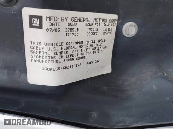 2006 Saturn ION с VIN 1G8AL55F66Z112368, выставлен на аукционе IAAI как лот 43189605 с пробегом 230 198 миль миль и . История ставок и продаж доступна на DreamBid. Изображение 9.