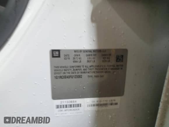 2015 Chevrolet Volt z VIN 1G1RC6E40FU123062, wystawiony jako Copart lot #62941603 z przebiegiem 64 277 mil mil oraz . Historia ofert i sprzedaży dostępna na DreamBid. Obrazek 12.