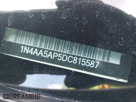 2013 Nissan Maxima S with VIN 1N4AA5AP5DC815587, listed as a IAAI auction lot 43043057 with 80,208 mi miles and . Bid and sale history available at DreamBid. Image 18.