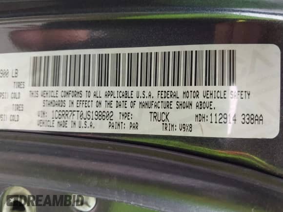 2018 Ram 1500 Express с VIN 1C6RR7FT0JS198602, выставлен на аукционе IAAI как лот 42082850 с пробегом 115 575 миль миль и . История ставок и продаж доступна на DreamBid. Изображение 9.