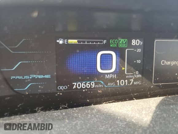 2018 Toyota Prius Plus with VIN JTDKARFP1J3100462, listed as a Copart auction lot 80514995 with 70,669 mi miles and Salvage title. Bid and sale history available at DreamBid. Image 9.