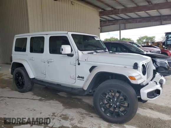 2021 Jeep Wrangler Unlimited Sahara High Altitude with VIN 1C4HJXEG4MW540677, listed as a Copart auction lot 76091414 with Not provided miles and Salvage title. Bid and sale history available at DreamBid. Image 4.