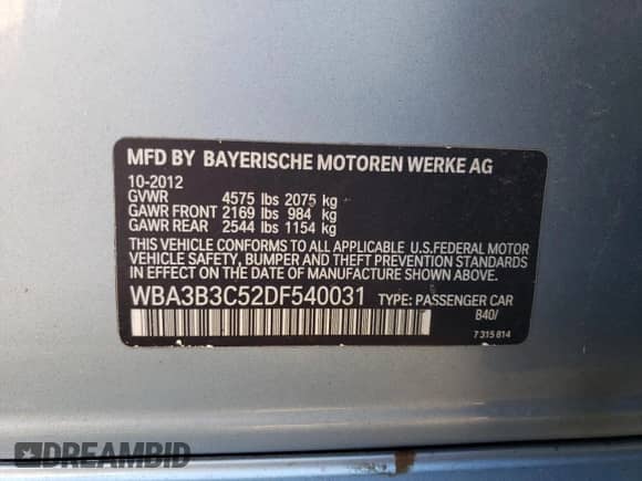 2013 BMW 3 Series 328i xDrive z VIN WBA3B3C52DF540031, wystawiony jako Copart lot #85823645 z przebiegiem 154 264 mil mil oraz Szkoda całkowita • Salvage title. Historia ofert i sprzedaży dostępna na DreamBid. Obrazek 12.