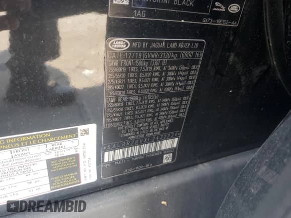 2020 Land Rover Discovery HSE z VIN SALRR2RVXL2432734, wystawiony jako Copart lot #66806755 z przebiegiem 39 277 mil mil oraz Szkoda całkowita • Salvage title. Historia ofert i sprzedaży dostępna na DreamBid. Obrazek 13.