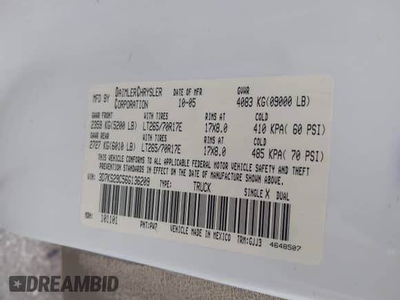 2006 Dodge 2500 Laramie z VIN 3D7KS29C56G136209, wystawiony jako IAAI lot #42756653 z przebiegiem 257 773 mil mil oraz . Historia ofert i sprzedaży dostępna na DreamBid. Obrazek 9.