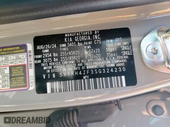 2025 Kia Sorento EX с VIN 5XYRH4JF3SG324230, выставлен на аукционе Copart как лот 68742065 с пробегом 5 489 миль миль и Списание • Salvage title. История ставок и продаж доступна на DreamBid. Изображение 13.