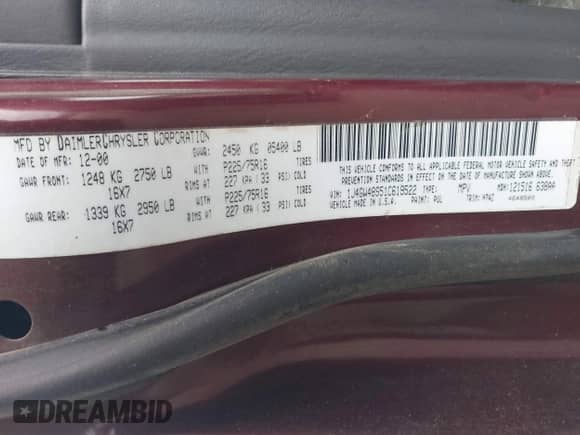 2001 Jeep Grand Cherokee Laredo с VIN 1J4GW48S51C619522, выставлен на аукционе IAAI как лот 43307510 с пробегом 195 385 миль миль и . История ставок и продаж доступна на DreamBid. Изображение 9.