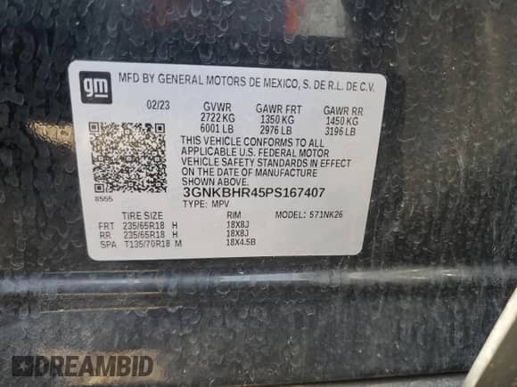 2023 Chevrolet Blazer LT z VIN 3GNKBHR45PS167407, wystawiony jako Copart lot #58951675 z przebiegiem 10 547 mil mil oraz Szkoda całkowita • Salvage title. Historia ofert i sprzedaży dostępna na DreamBid. Obrazek 13.