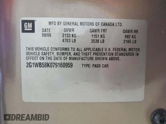 2007 Chevrolet Impala LS с VIN 2G1WB58K079160959, выставлен на аукционе Copart как лот 80519155 с пробегом 122 994 миль миль и Списание • Salvage title. История ставок и продаж доступна на DreamBid. Изображение 12.