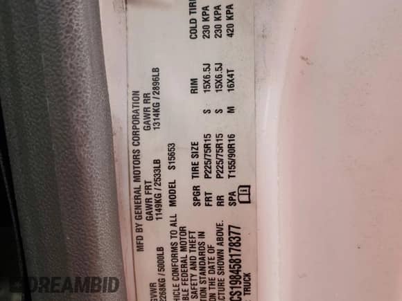 2005 Chevrolet Colorado LS Z85 z VIN 1GCCS198458178377, wystawiony jako Copart lot #55696915 z przebiegiem 159 843 mil mil oraz Szkoda całkowita • Salvage title. Historia ofert i sprzedaży dostępna na DreamBid. Obrazek 12.