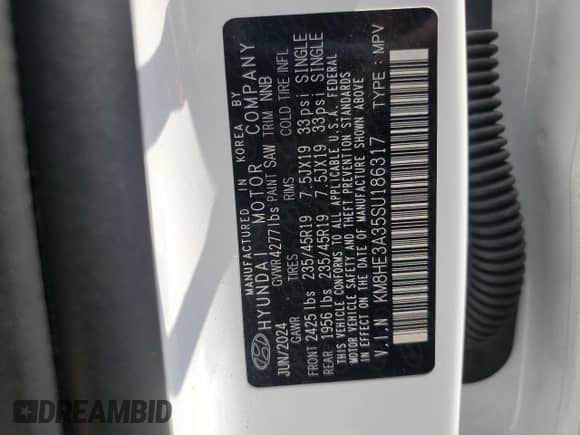 2025 Hyundai Kona Limited с VIN KM8HE3A35SU186317, выставлен на аукционе Copart как лот 64277745 с пробегом 6 830 миль миль и Списание • Salvage title. История ставок и продаж доступна на DreamBid. Изображение 14.