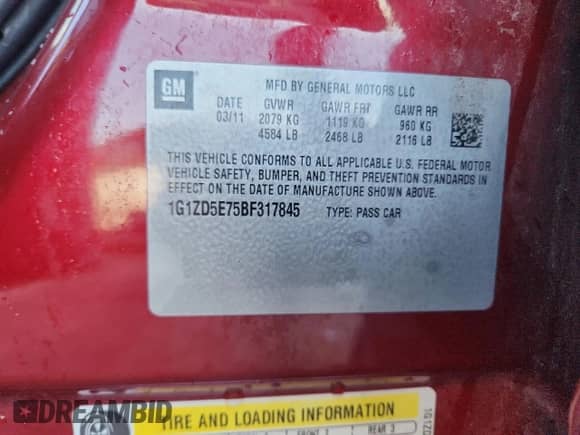 2011 Chevrolet Malibu 2LT с VIN 1G1ZD5E75BF317845, выставлен на аукционе Copart как лот 84239885 с пробегом 146 799 миль миль и Списание • Salvage title. История ставок и продаж доступна на DreamBid. Изображение 12.