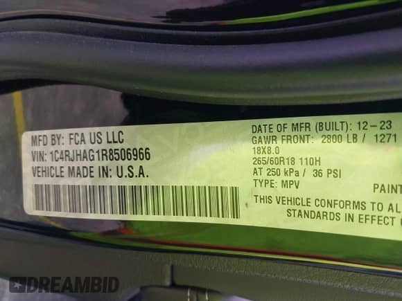 2024 Jeep Grand Cherokee Altitude with VIN 1C4RJHAG1R8506966, listed as a IAAI auction lot 41677936 with 29,764 mi miles and . Bid and sale history available at DreamBid. Image 9.