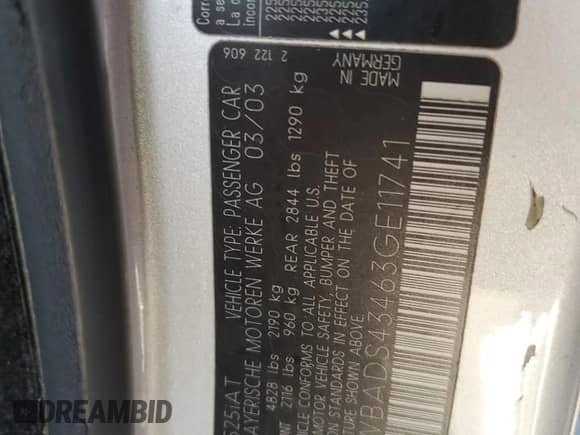 2003 BMW 5 Series 525i с VIN WBADS43463GE11741, выставлен на аукционе Copart как лот 80497004 с пробегом 166 198 миль миль и Чистый • Clean title. История ставок и продаж доступна на DreamBid. Изображение 12.