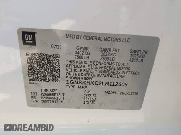 2020 Chevrolet Suburban LT с VIN 1GNSKHKC2LR112606, выставлен на аукционе IAAI как лот 41984857 с пробегом 122 192 миль миль и . История ставок и продаж доступна на DreamBid. Изображение 9.