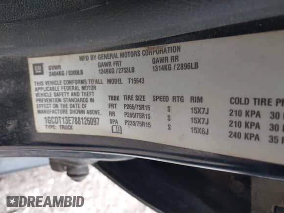 2008 Chevrolet Colorado 2LT с VIN 1GCDT13E788126097, выставлен на аукционе IAAI как лот 41709426 с пробегом 143 505 миль миль и . История ставок и продаж доступна на DreamBid. Изображение 9.