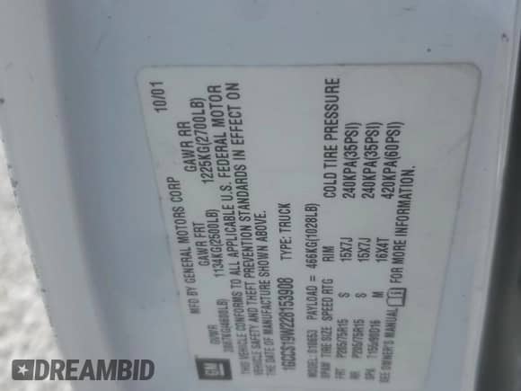 2002 Chevrolet S-10 LS с VIN 1GCCS19W228153908, выставлен на аукционе Copart как лот 69605455 с пробегом 95 624 миль миль и Списание • Salvage title. История ставок и продаж доступна на DreamBid. Изображение 12.