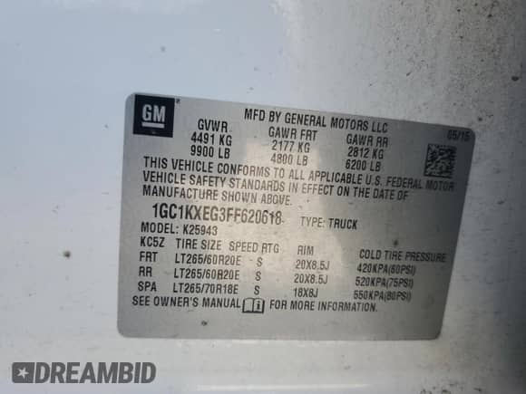 2015 Chevrolet Silverado 2500HD High Country с VIN 1GC1KXEG3FF620618, выставлен на аукционе Copart как лот 80156375 с пробегом 268 567 миль миль и Списание • Salvage title. История ставок и продаж доступна на DreamBid. Изображение 12.