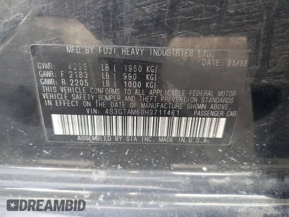 2017 Subaru Impreza Special Sports with VIN 4S3GTAM60H3711461, listed as a Copart auction lot 81866625 with 188,156 mi miles and Salvage title. Bid and sale history available at DreamBid. Image 13.