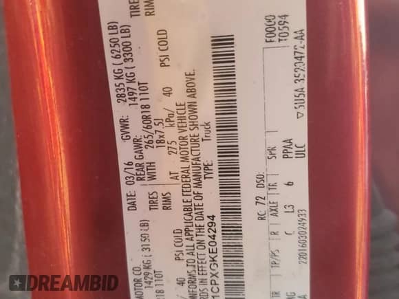 2016 Ford F-150 XL z VIN 1FTEW1CPXGKE04294, wystawiony jako Copart lot #86865785 z przebiegiem 174 315 mil mil oraz Szkoda całkowita • Salvage title. Historia ofert i sprzedaży dostępna na DreamBid. Obrazek 12.