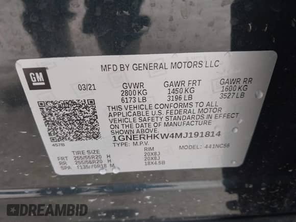 2021 Chevrolet Traverse LT с VIN 1GNERHKW4MJ191814, выставлен на аукционе IAAI как лот 42185544 с пробегом 87 493 миль миль и . История ставок и продаж доступна на DreamBid. Изображение 9.