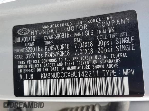 2011 Hyundai Veracruz GLS с VIN KM8NUDCCXBU142211, выставлен на аукционе Copart как лот 56956035 с пробегом 150 223 миль миль и Списание • Salvage title. История ставок и продаж доступна на DreamBid. Изображение 13.