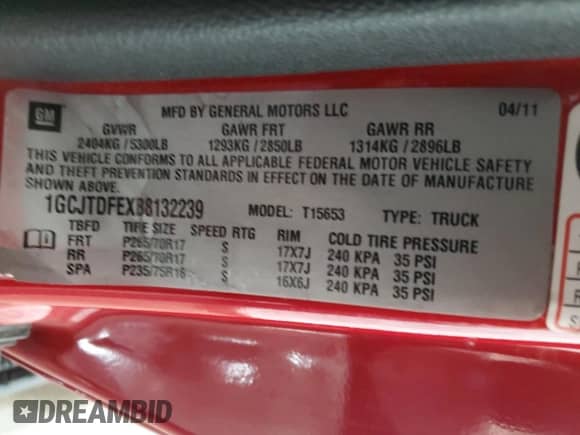 2011 Chevrolet Colorado с VIN 1GCJTDFEXB8132239, выставлен на аукционе Copart как лот 55324625 с пробегом 61 935 миль миль и Чистый • Clean title. История ставок и продаж доступна на DreamBid. Изображение 12.
