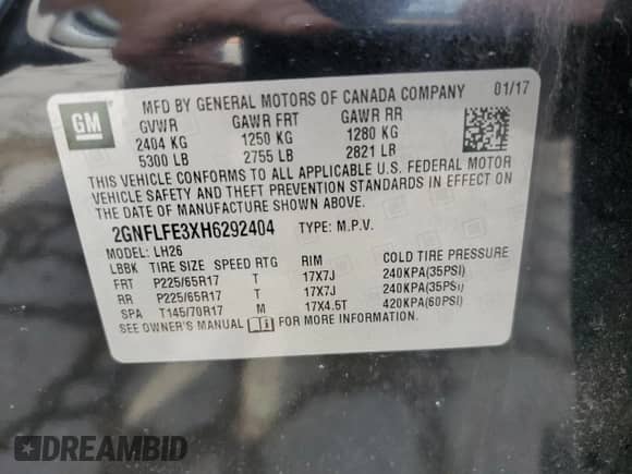 2017 Chevrolet Equinox LT с VIN 2GNFLFE3XH6292404, выставлен на аукционе Copart как лот 67651315 с пробегом 120 699 миль миль и Списание • Salvage title. История ставок и продаж доступна на DreamBid. Изображение 13.