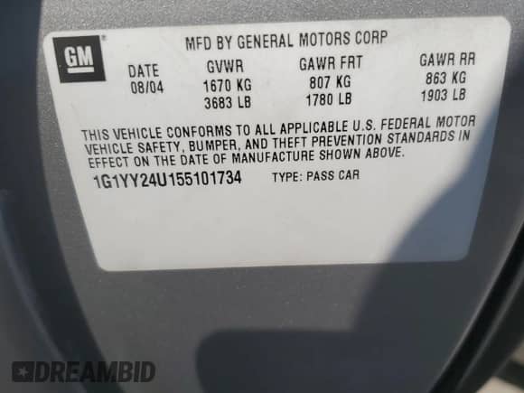 2005 Chevrolet Corvette z VIN 1G1YY24U155101734, wystawiony jako Copart lot #89468905 z przebiegiem 74 495 mil mil oraz Szkoda całkowita • Salvage title. Historia ofert i sprzedaży dostępna na DreamBid. Obrazek 12.