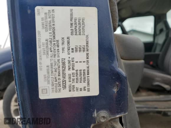 2000 Chevrolet S-10 с VIN 1GCCS1458YK259872, выставлен на аукционе Copart как лот 55914675 с пробегом 128 383 миль миль и Чистый • Clean title. История ставок и продаж доступна на DreamBid. Изображение 12.