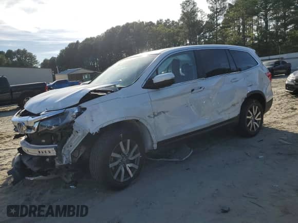 2020 Honda Pilot EX-L z VIN 5FNYF6H51LB014242, wystawiony jako Copart lot #85343125 z przebiegiem 60 912 mil mil oraz Szkoda całkowita • Salvage title. Historia ofert i sprzedaży dostępna na DreamBid. Obrazek 1.