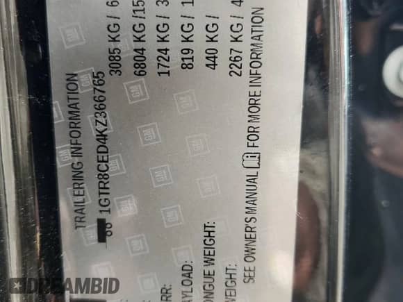 2019 GMC Sierra 1500 Elevation with VIN 1GTR8CED4KZ366765, listed as a Copart auction lot 74278834 with Not provided miles and Non repairable. Bid and sale history available at DreamBid. Image 13.