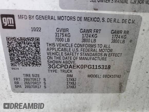 2023 Chevrolet Silverado 1500 Work Truck with VIN 3GCPDAEK0PG115318, listed as a Copart auction lot 47929095 with 39,010 mi miles and Salvage title. Bid and sale history available at DreamBid. Image 12.