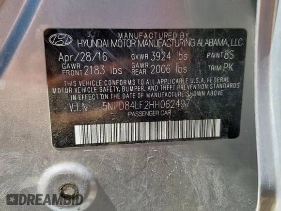 2017 Hyundai Elantra Value Edition with VIN 5NPD84LF2HH062497, listed as a Copart auction lot 80588565 with 111,211 mi miles and Clean title. Bid and sale history available at DreamBid. Image 12.