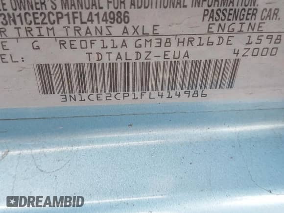 2015 Nissan Note S с VIN 3N1CE2CP1FL414986, выставлен на аукционе IAAI как лот 43321719 с пробегом 219 340 миль миль и . История ставок и продаж доступна на DreamBid. Изображение 9.