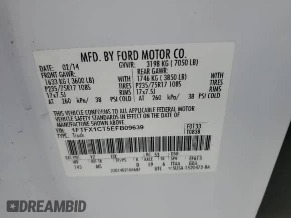 2014 Ford F-150 XLT with VIN 1FTFX1CT5EFB09639, listed as a Copart auction lot 80960955 with 73,764 mi miles and Salvage title. Bid and sale history available at DreamBid. Image 12.