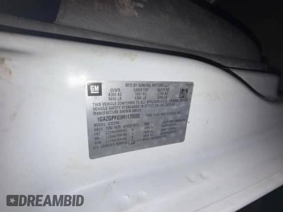 2017 Chevrolet Express Passenger LT с VIN 1GAZGPFG9H1176592, выставлен на аукционе Copart как лот 83056884 с пробегом 168 775 миль миль и Чистый • Clean title. История ставок и продаж доступна на DreamBid. Изображение 10.