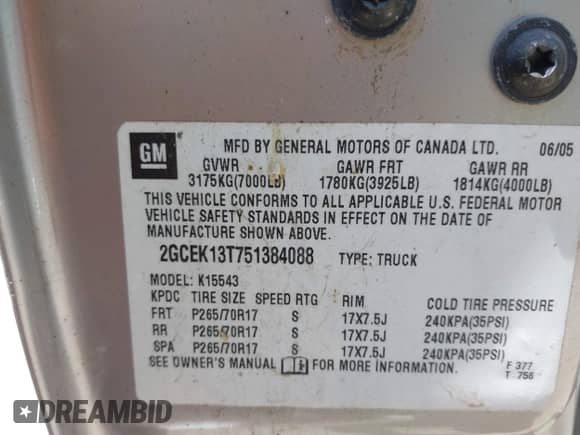 2005 Chevrolet Silverado 1500 LS с VIN 2GCEK13T751384088, выставлен на аукционе IAAI как лот 42544719 с пробегом 253 735 миль миль и . История ставок и продаж доступна на DreamBid. Изображение 9.