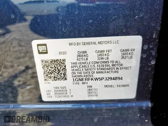 2023 Chevrolet Traverse LS with VIN 1GNERFKW5PJ294894, listed as a Copart auction lot 64830815 with 56,652 mi miles and Clean title. Bid and sale history available at DreamBid. Image 13.
