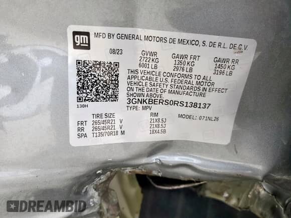 2024 Chevrolet Blazer RS with VIN 3GNKBERS0RS138137, listed as a Copart auction lot 57655375 with 14,997 mi miles and Clean title. Bid and sale history available at DreamBid. Image 14.