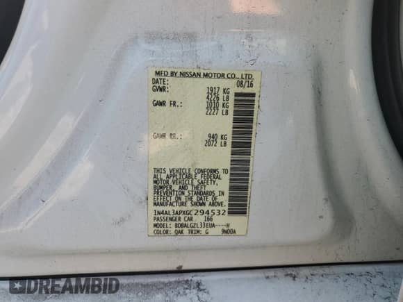 2016 Nissan Altima SR z VIN 1N4AL3APXGC294532, wystawiony jako Copart lot #82657015 z przebiegiem 200 979 mil mil oraz Czysty tytuł • Clean title. Historia ofert i sprzedaży dostępna na DreamBid. Obrazek 12.