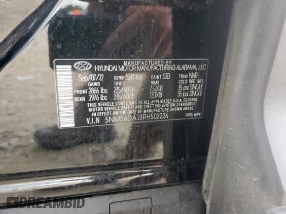 2023 Hyundai Santa Fe XRT with VIN 5NMS6DAJ3PH502226, listed as a Copart auction lot 61413155 with 24,172 mi miles and Clean title. Bid and sale history available at DreamBid. Image 13.