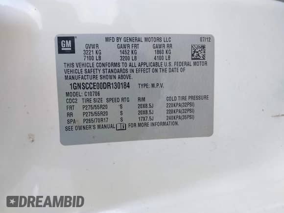 2013 Chevrolet Tahoe LTZ z VIN 1GNSCCE00DR130184, wystawiony jako IAAI lot #43196709 z przebiegiem 240 540 mil mil oraz . Historia ofert i sprzedaży dostępna na DreamBid. Obrazek 9.