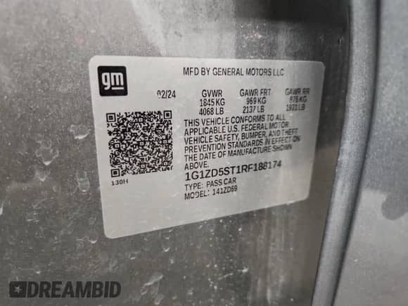 2024 Chevrolet Malibu LT with VIN 1G1ZD5ST1RF188174, listed as a Copart auction lot 85681335 with 41,248 mi miles and Non repairable. Bid and sale history available at DreamBid. Image 13.