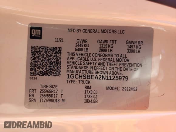 2022 Chevrolet Colorado 2WD Work Truck с VIN 1GCHSBEA2N1125979, выставлен на аукционе Copart как лот 86811745 с пробегом 104 240 миль миль и Чистый • Clean title. История ставок и продаж доступна на DreamBid. Изображение 12.