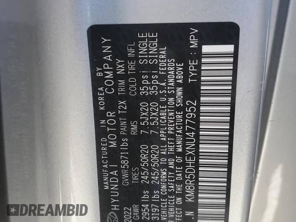 2022 Hyundai Palisade Limited с VIN KM8R5DHEXNU477952, выставлен на аукционе Copart как лот 81347715 с пробегом 76 333 миль миль и Списание • Salvage title. История ставок и продаж доступна на DreamBid. Изображение 12.