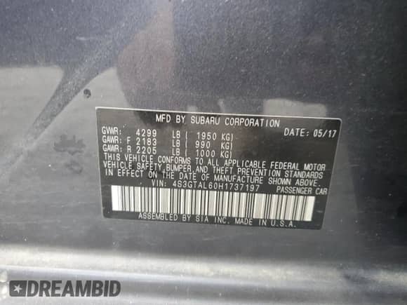 2017 Subaru Impreza Special Sports with VIN 4S3GTAL60H1737197, listed as a Copart auction lot 74108664 with Not provided miles and Salvage title. Bid and sale history available at DreamBid. Image 12.