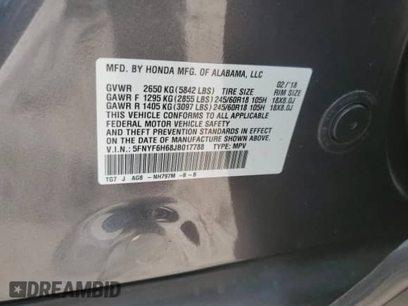 2018 Honda Pilot EX-L z VIN 5FNYF6H68JB017788, wystawiony jako Copart lot #53171515 z przebiegiem 119 277 mil mil oraz Czysty tytuł • Clean title. Historia ofert i sprzedaży dostępna na DreamBid. Obrazek 13.