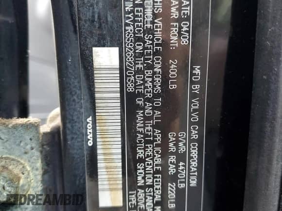 2008 Volvo S60 2.5T с VIN YV1RS592682701588, выставлен на аукционе Copart как лот 84261495 с пробегом 190 569 миль миль и Чистый • Clean title. История ставок и продаж доступна на DreamBid. Изображение 12.