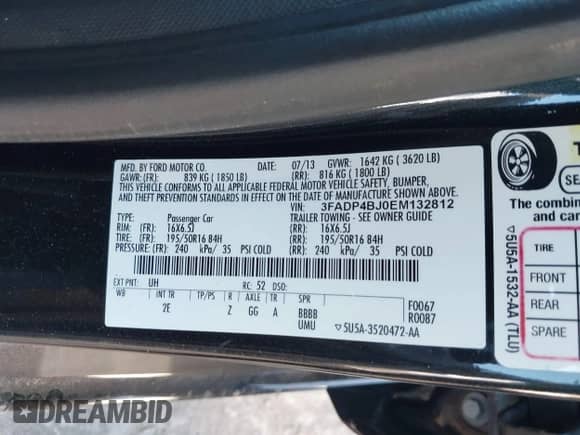 2014 Ford Fiesta SE с VIN 3FADP4BJ0EM132812, выставлен на аукционе IAAI как лот 43125552 с пробегом 54 138 миль миль и . История ставок и продаж доступна на DreamBid. Изображение 9.